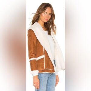 CHASER NEW Women's Whisky Brown and White Faux Shearling Jacket Size S Vegan